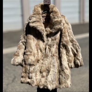 Adrienne Landau Brown-Toned Rabbit Fur Jacket S/M
